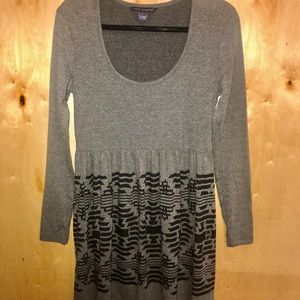 French Connection Long Sleeve Gray Fit&Flare Dress